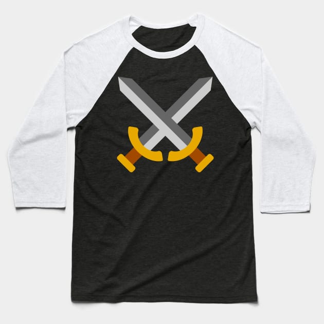 Minimalist Crossed Swords Icon (Light) Baseball T-Shirt by Graograman